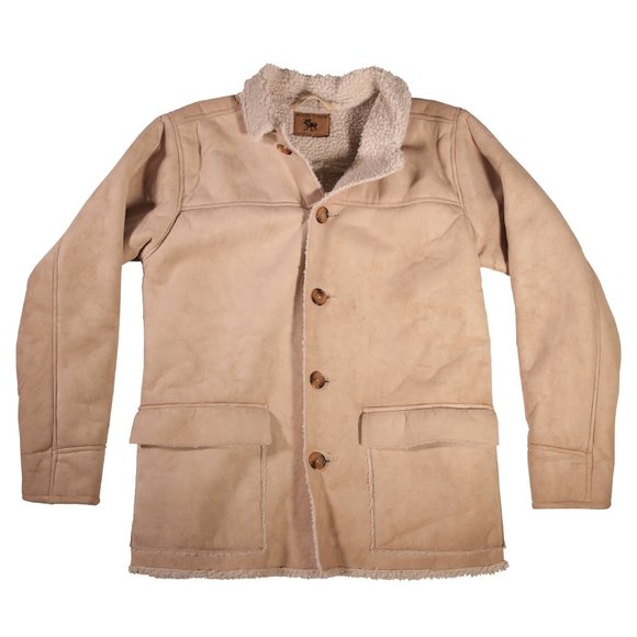 Men's Moose Creek Faux Shearling Jacket Size Medium, Button Front, Large Pockets - Picture 1 of 5